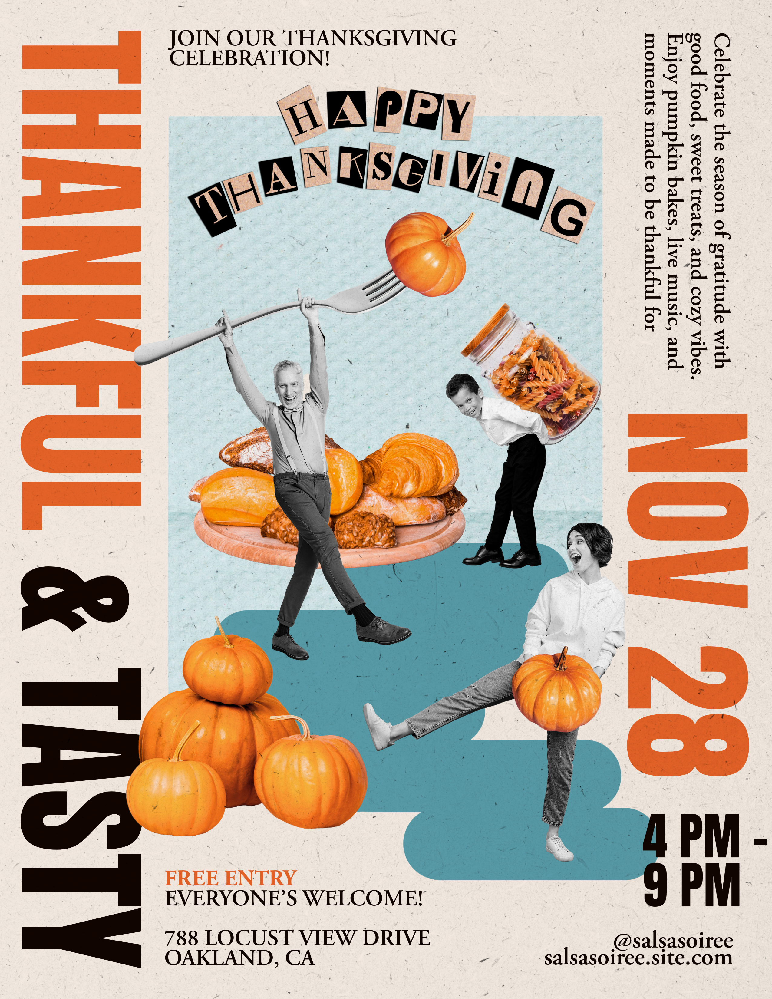 Beige and Orange Happy Thanksgiving Flyer