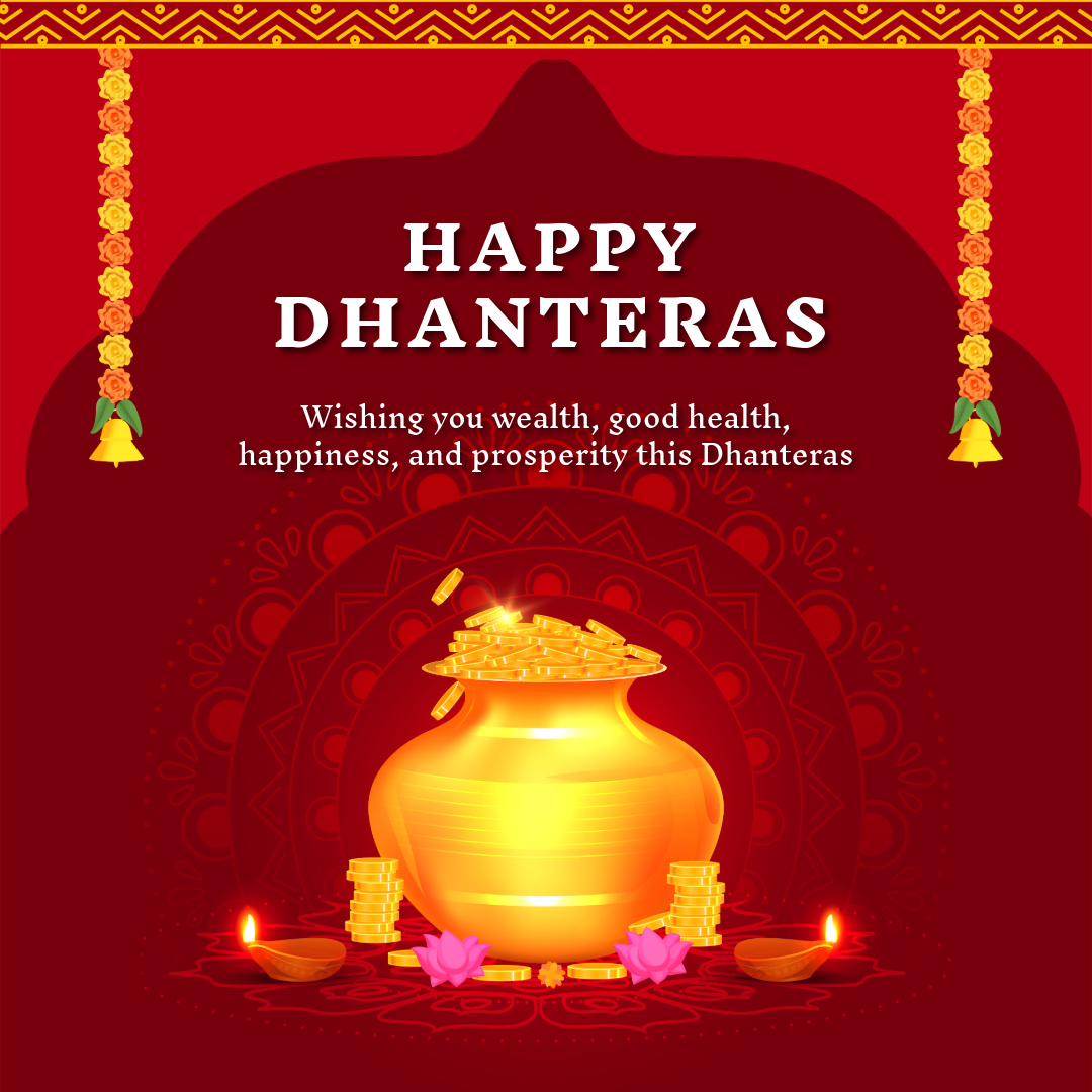 Red and Gold Dhanteras Wishes Linkedin Post