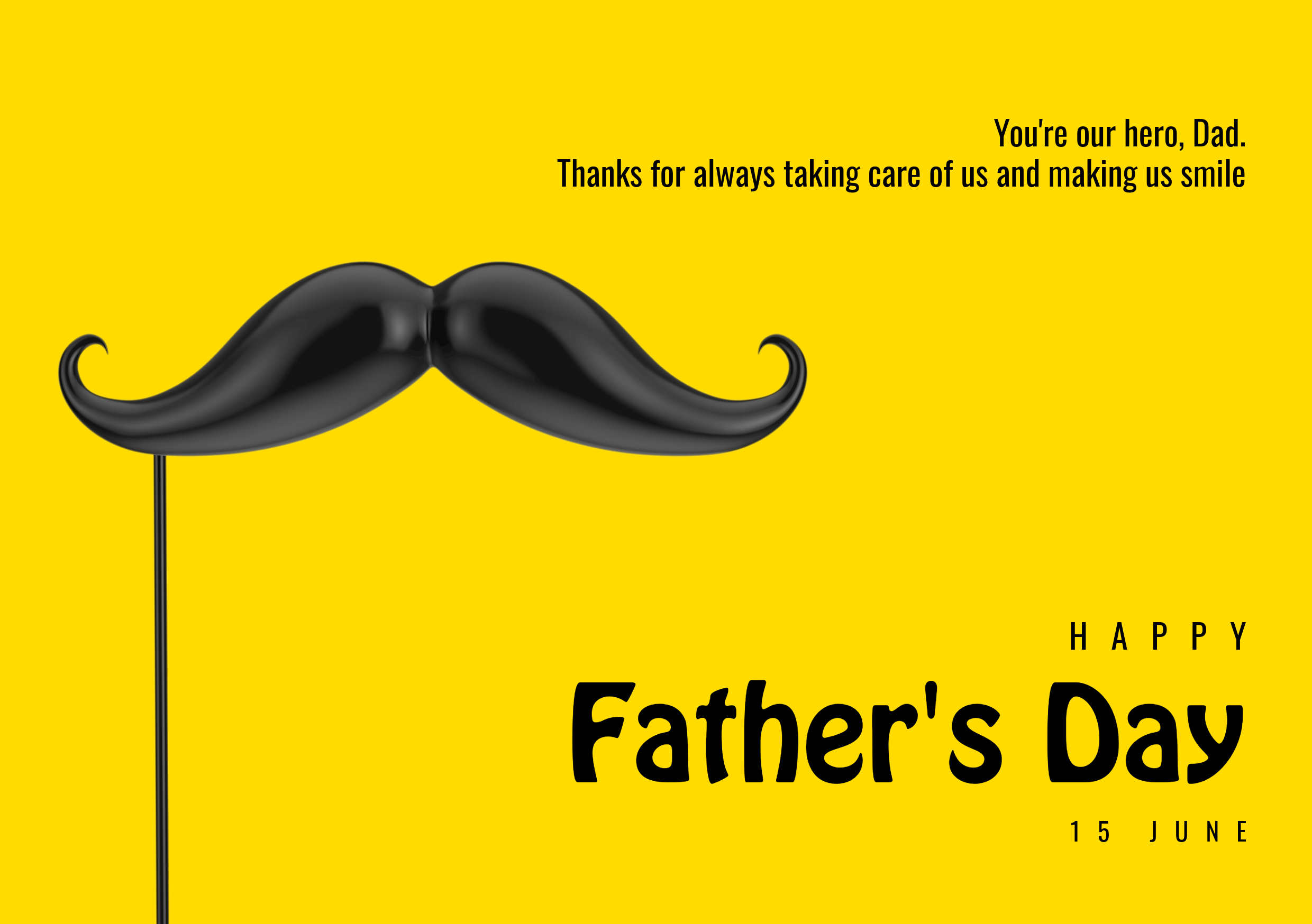 Black Yellow Fathers Day Greeting Print Card
