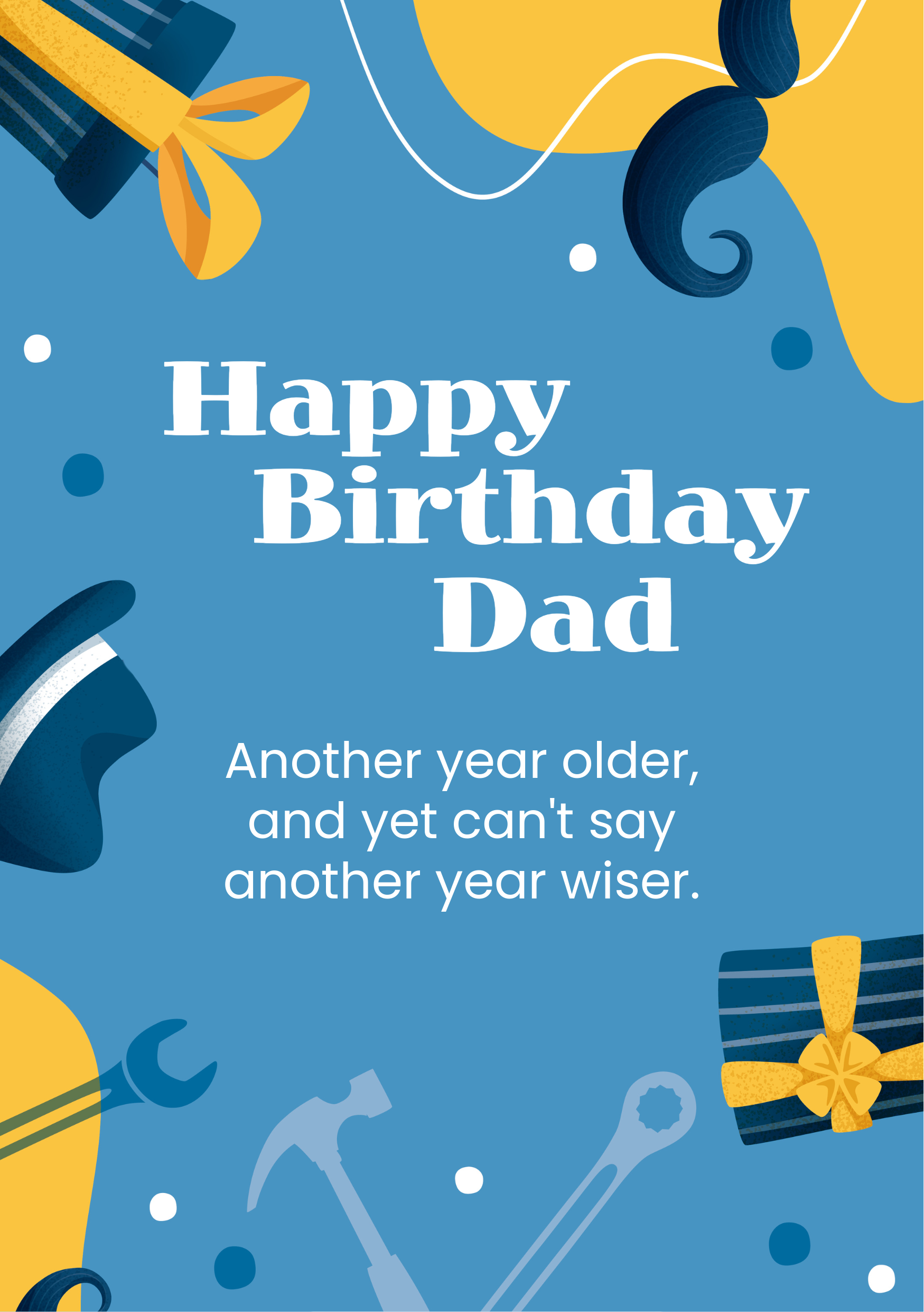 Blue Yellow Birthday Card