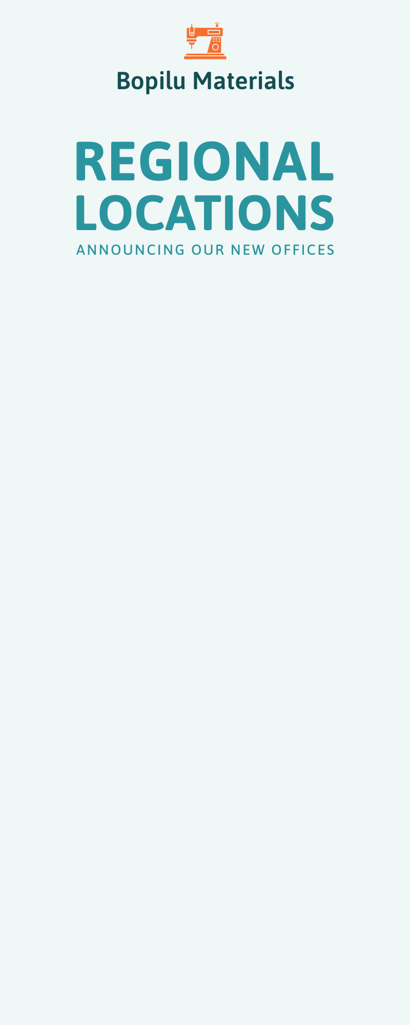 Orange and Teal Company Location Infographic