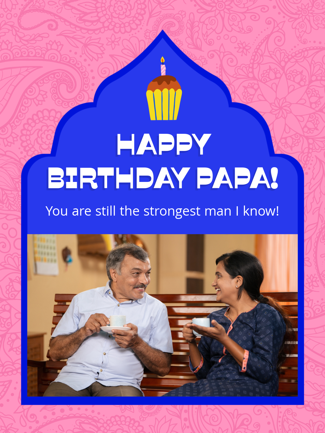 Pink and Blue Dad Birthday Message WhatsApp Post