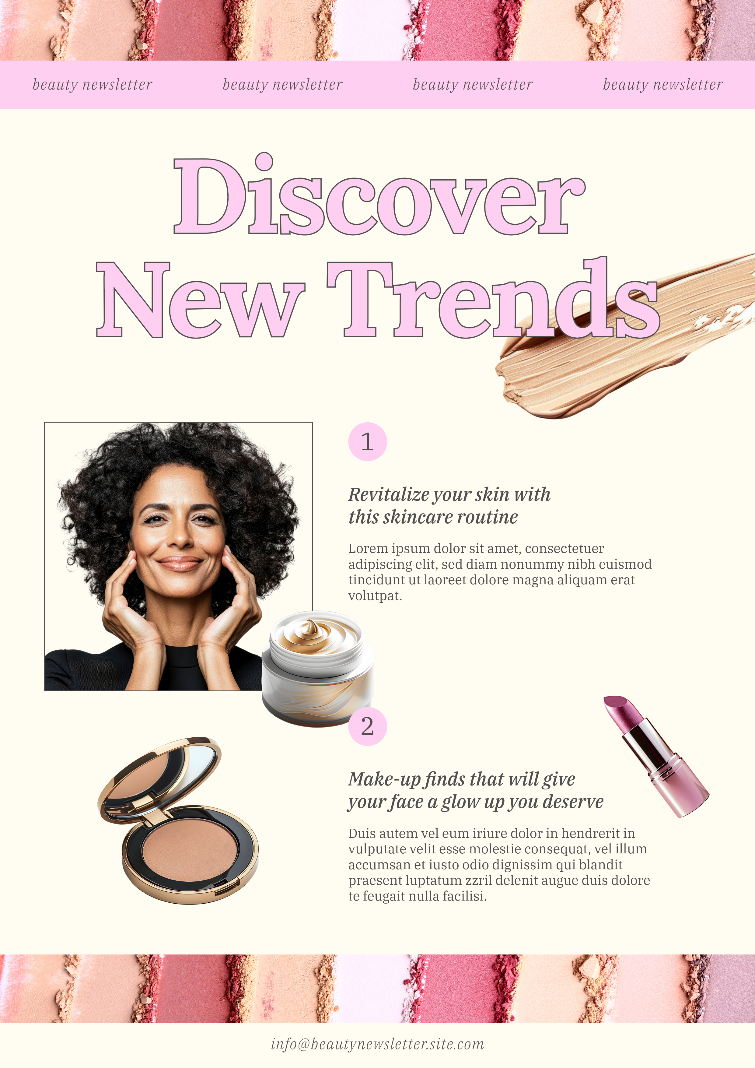 Cream and Pink Newsletter Beauty