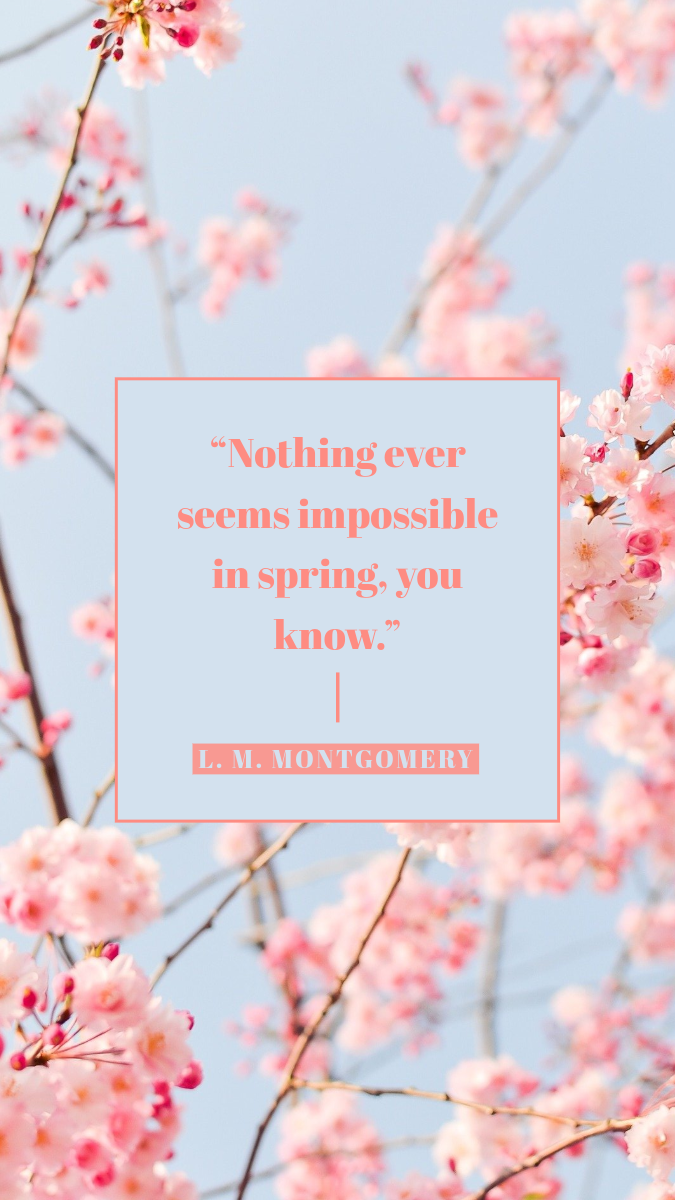 Pink & Blue Spring Blossom Motivational Quote Instagram Story
