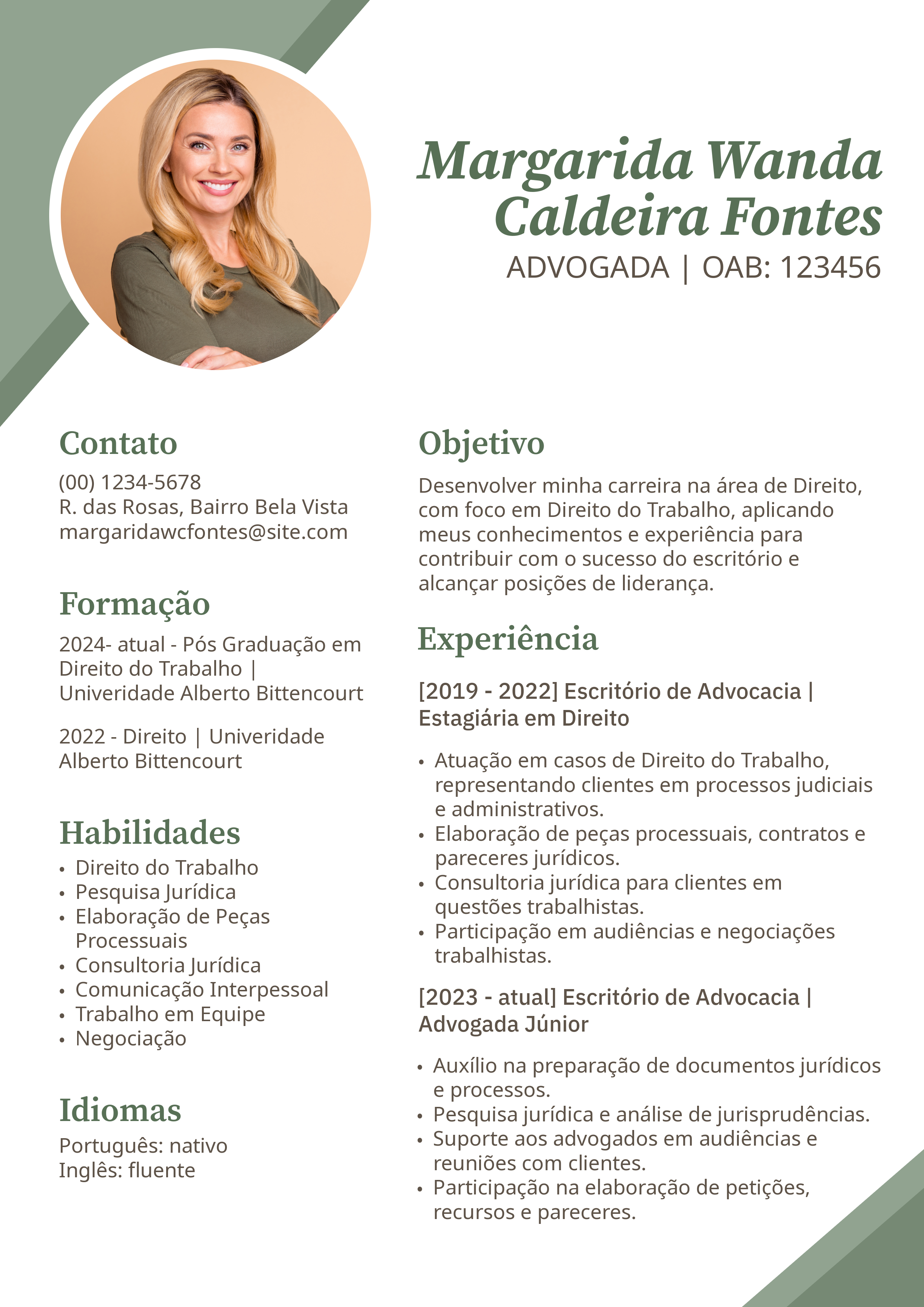 Verde e Branco Corporativo Currículo