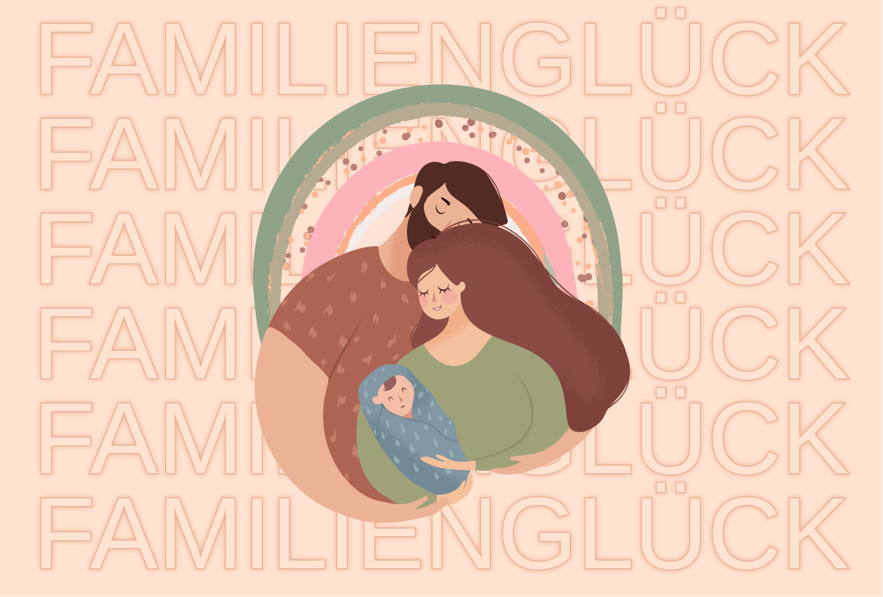 Beige und Braun Familie Baby Kind Neugeboren Säugling Geburt Familie Liebe Postkarte