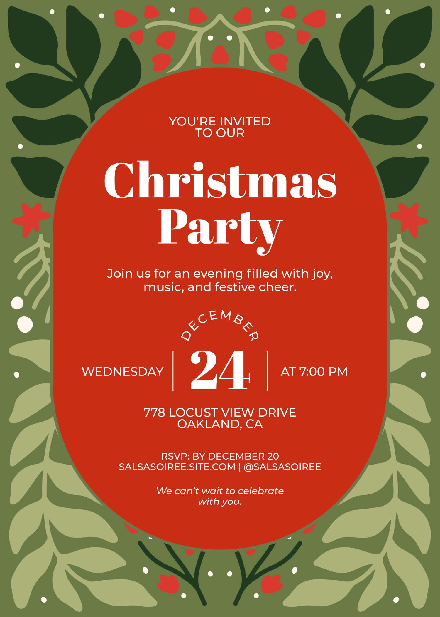 Red and Green Christmas Party Invitation