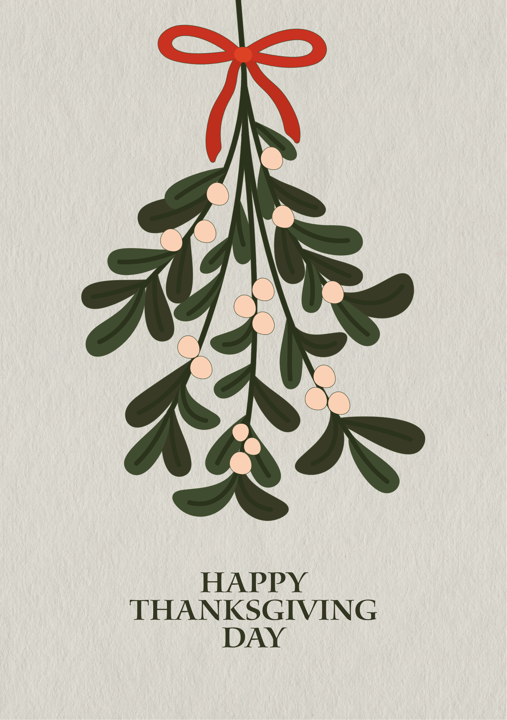 Beige and Dark Green Happy Thanksgiving Greeting Card