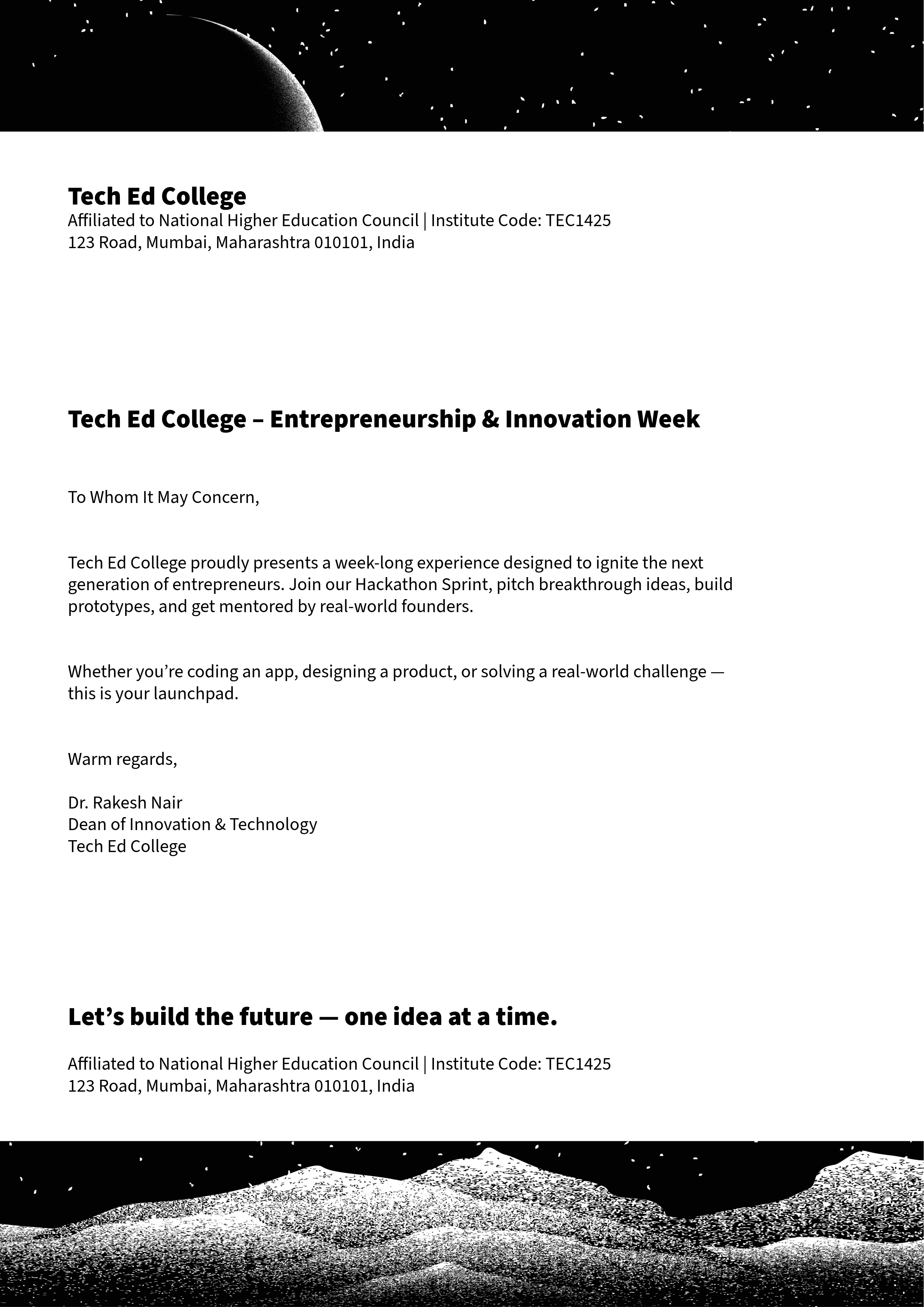 Black White Innovation Letterhead