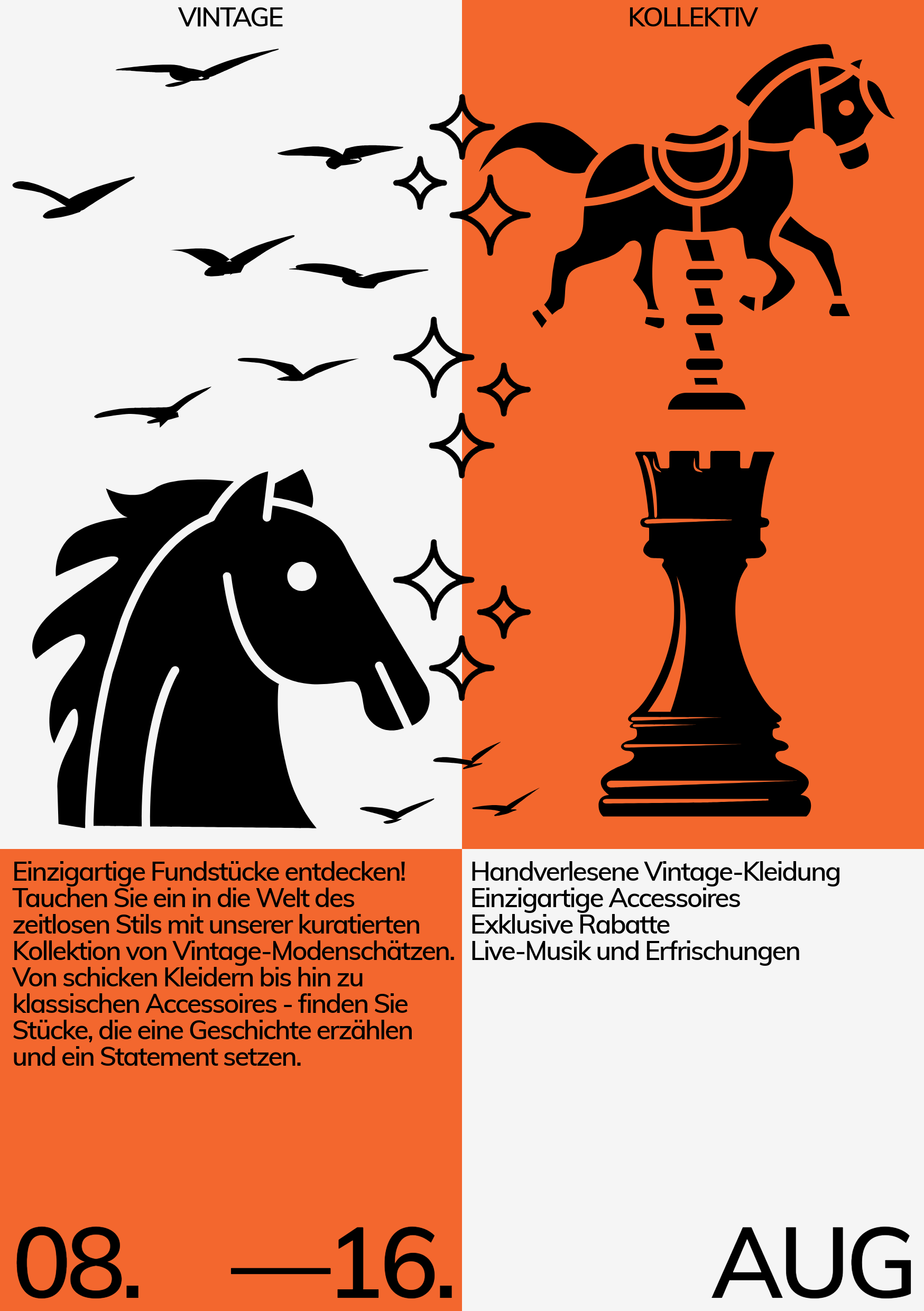 Orange Grau Vintage Pop Up Flyer