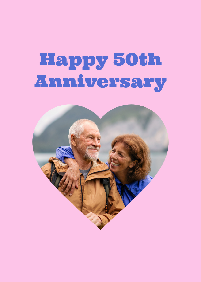 Blue and Pink Anniversary Card