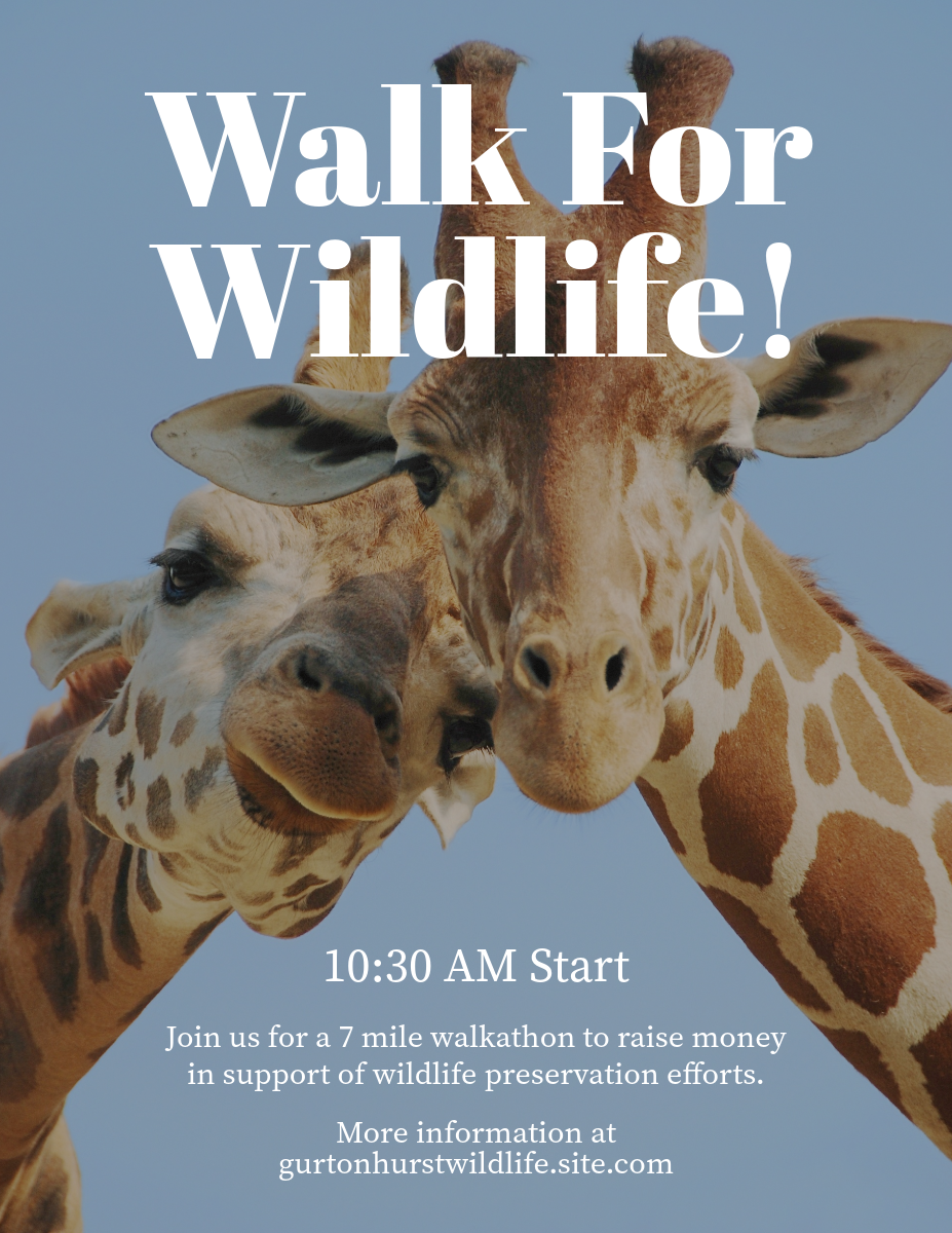 Blue Giraffes Wildlife Walk Flyer