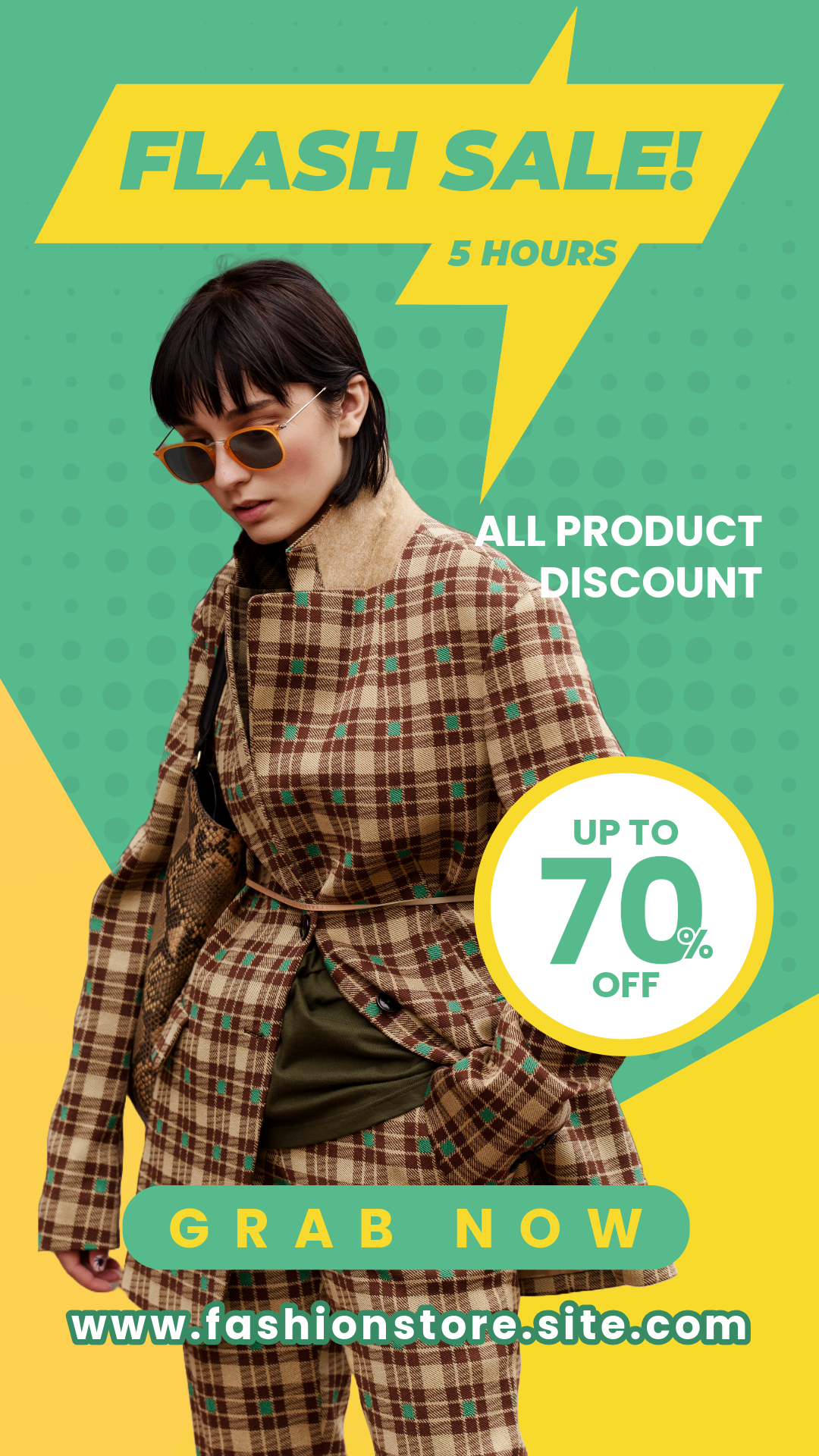 Green And Yellow Fashion Promotion Instagram Story Ad