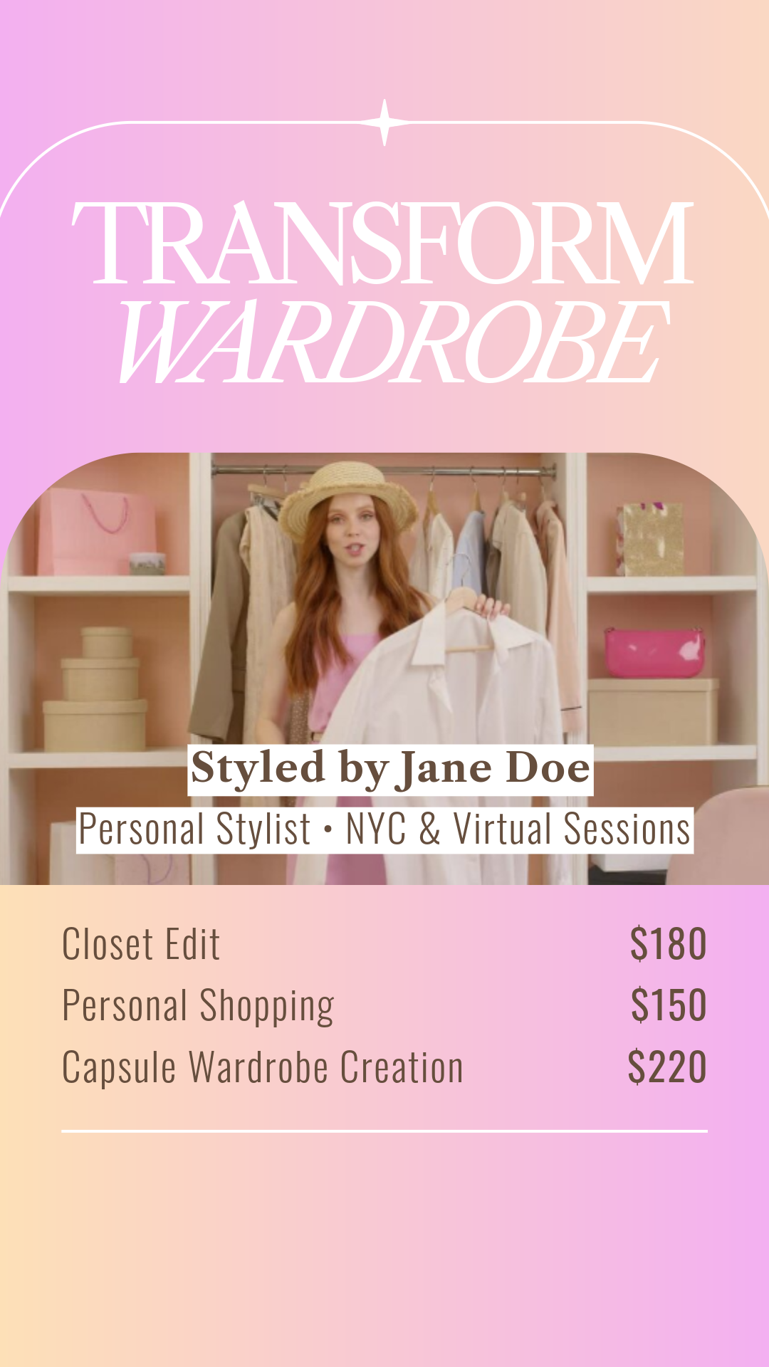 Light Pink and Peach Personal Fashion Stylist Instagram story ad