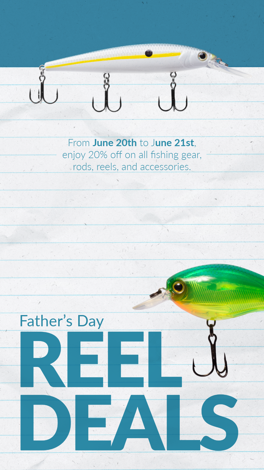 White and Blue Father's Day Fishing Gear Facebook Story