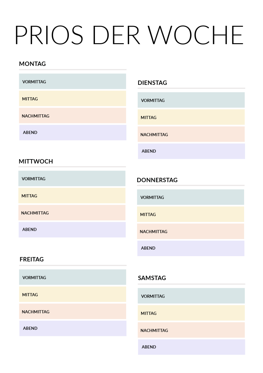 Pastel Rainbow Colored Weekly Daily Planner