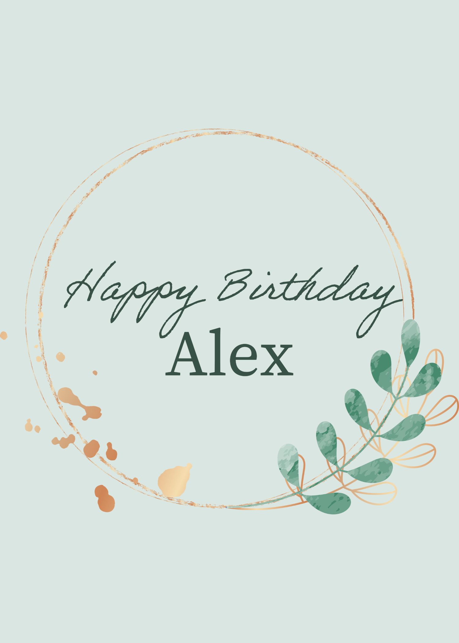 Green And Gold Happy Birthday Card