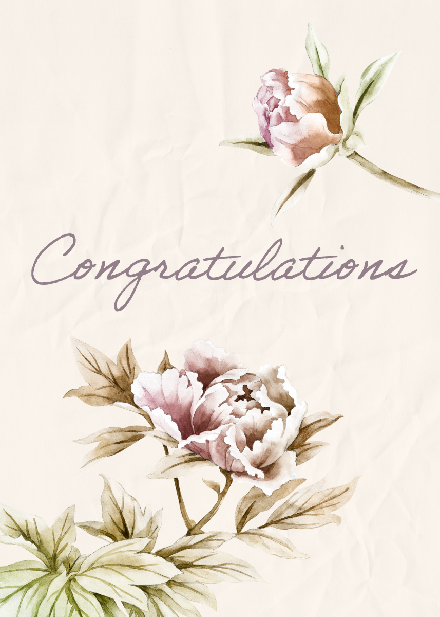 Handmade & Pink Paper Floral Congratulations Card