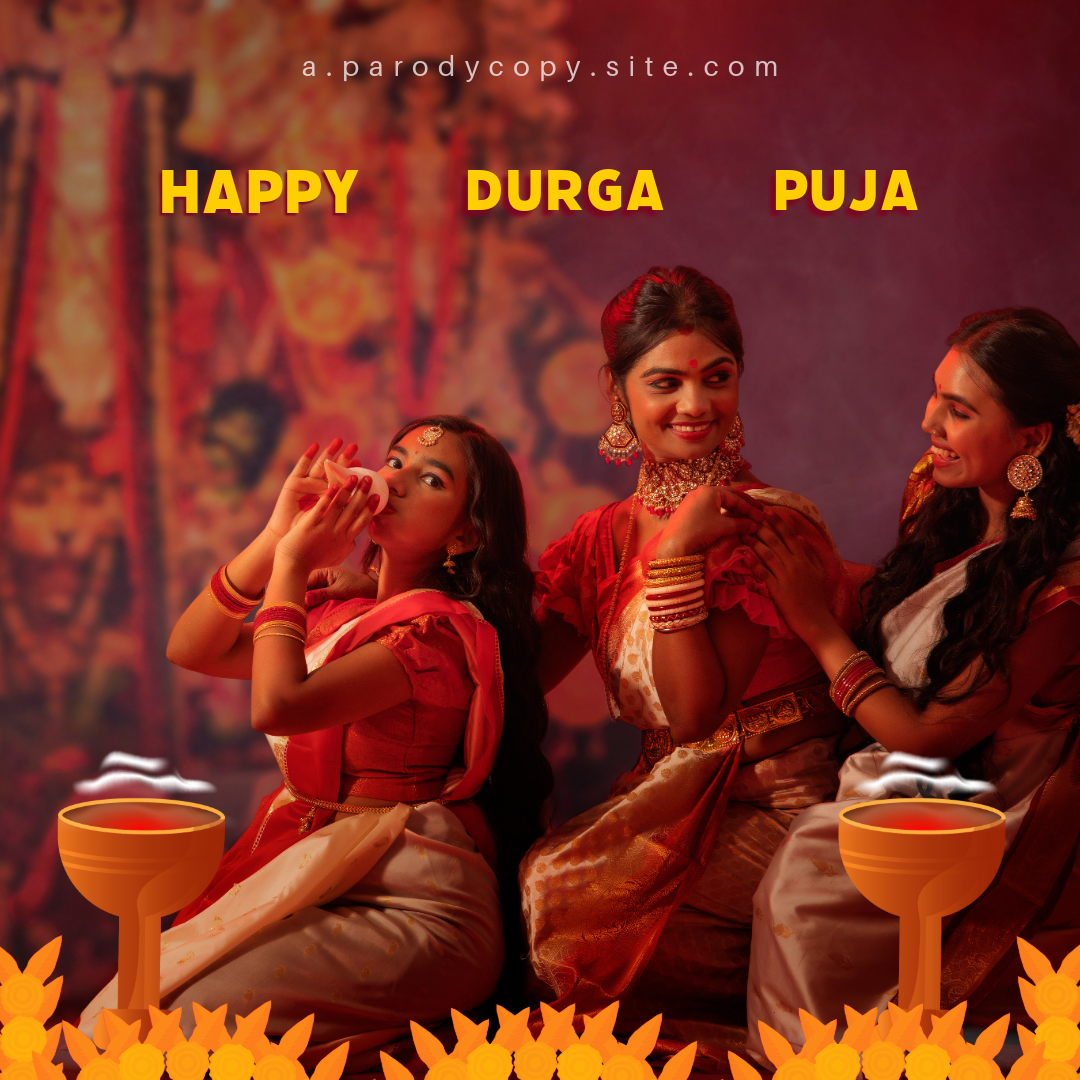 Orange and Yellow Durga Puja Wishes WhatsApp Post