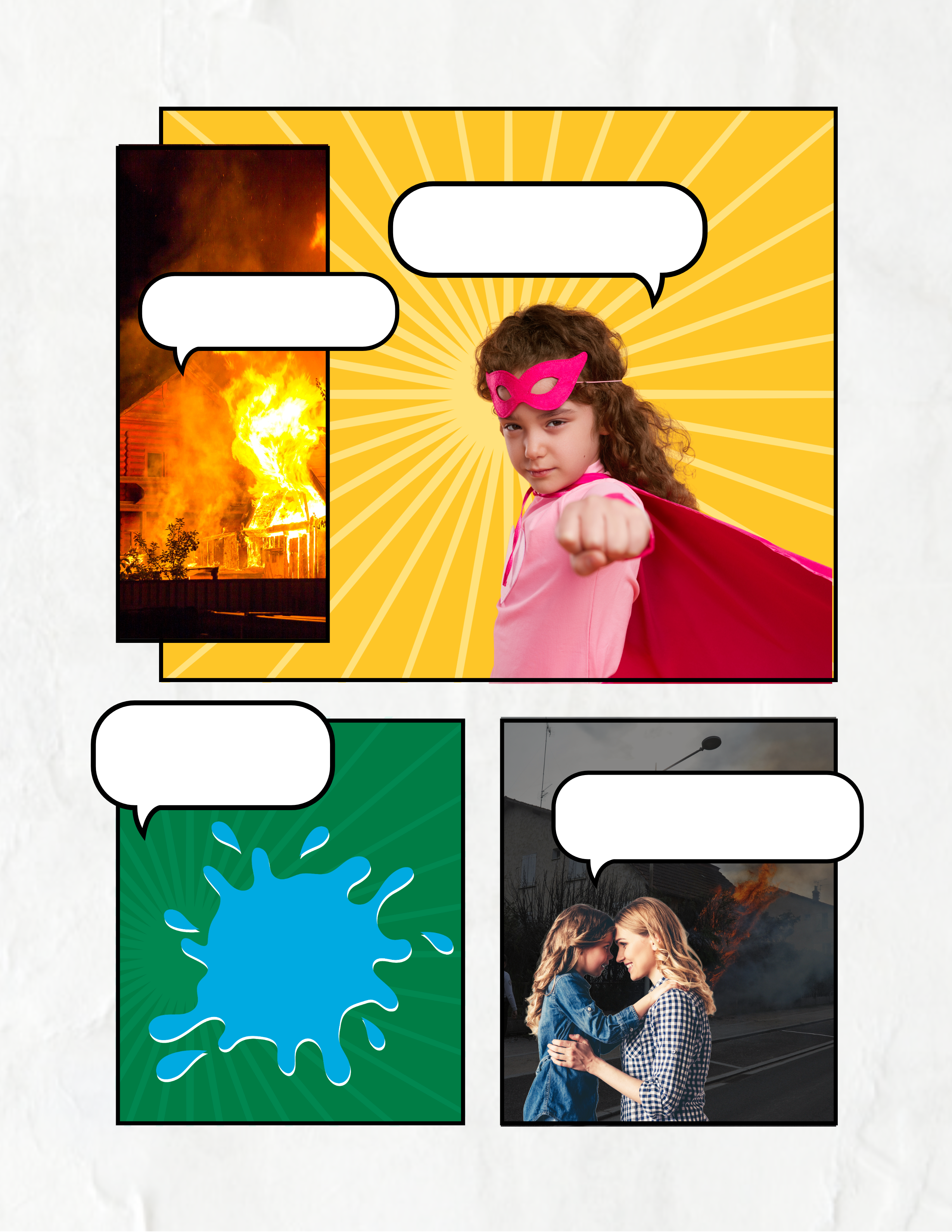 Multicolored Blank Superhero Comic Strip