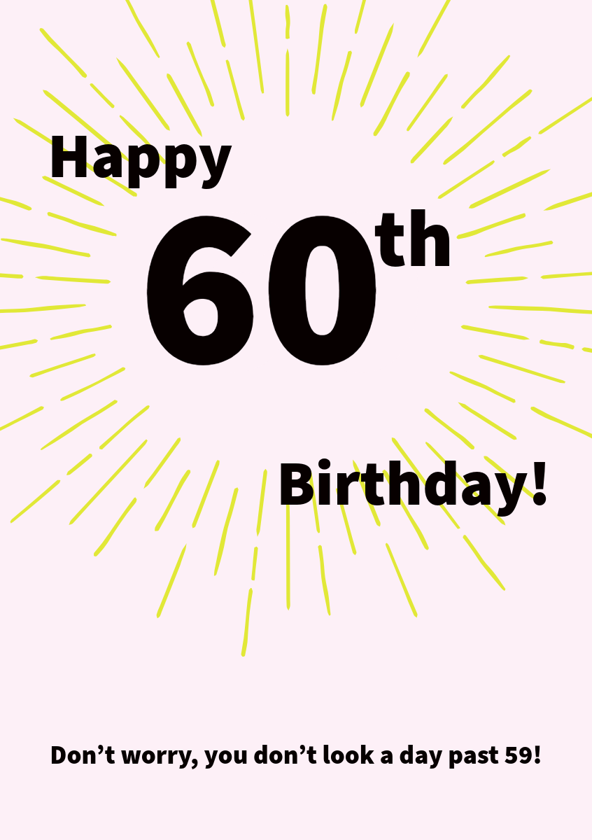 Yellow Shiny Rays And Large Font Simple Happy Birthday Card