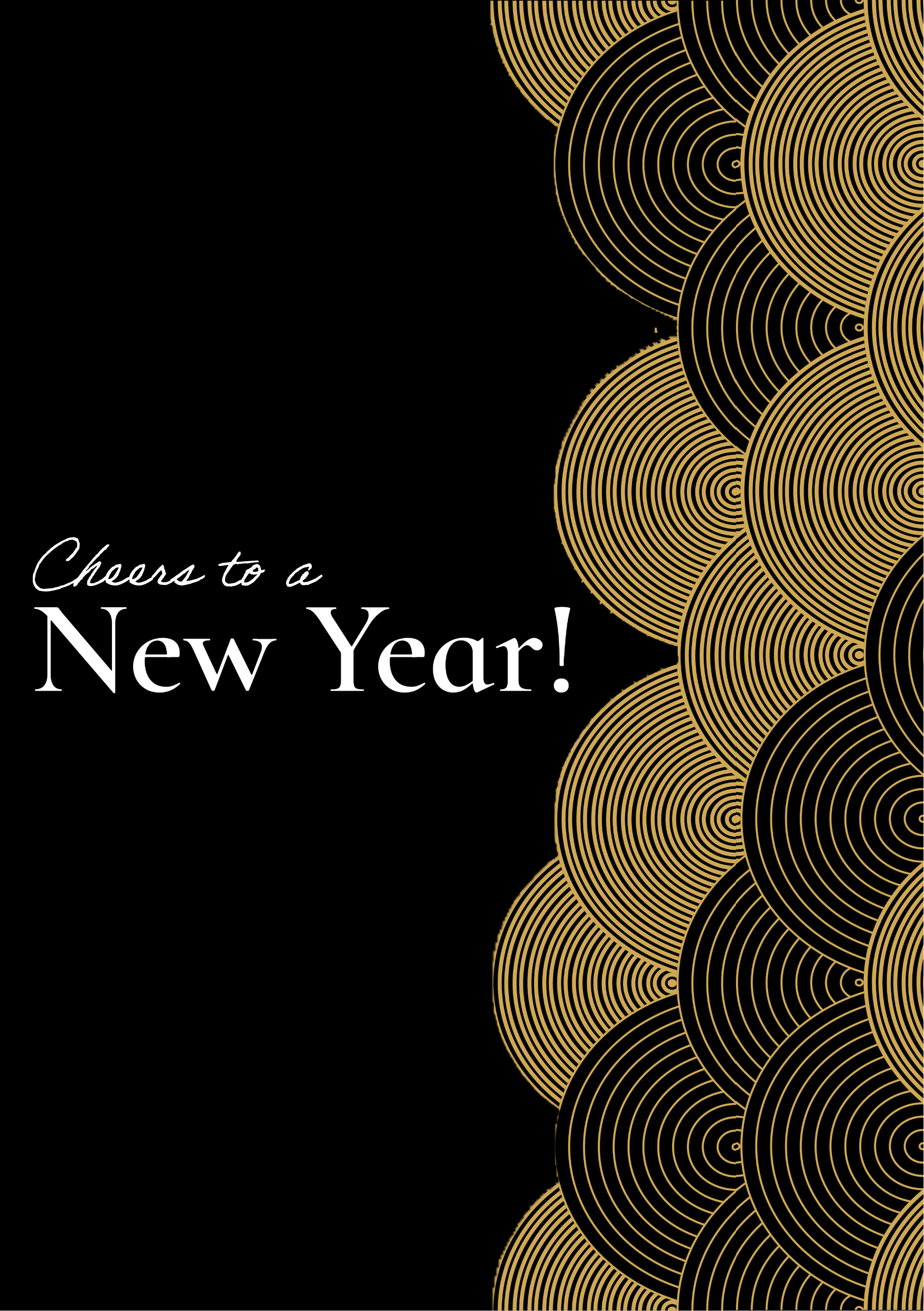 Black and Gold News Years Card