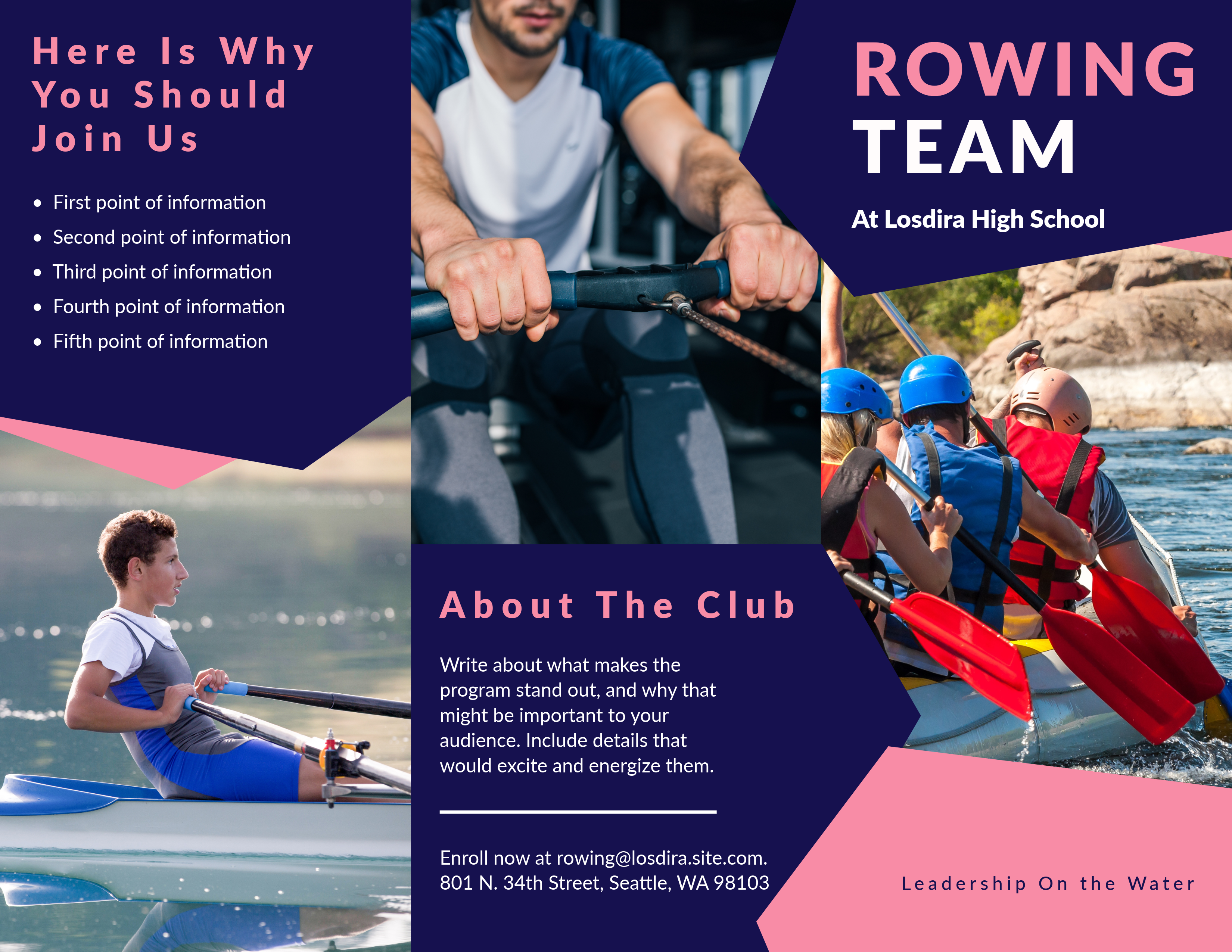 Blue Rowing Team Trifold Brochure