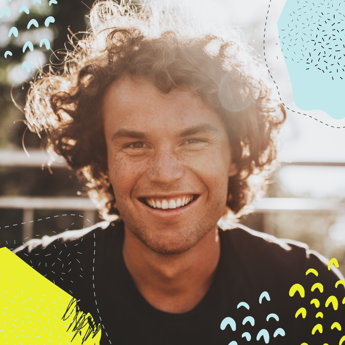 Blue & Yellow Shapes & Doodles Profile Pic