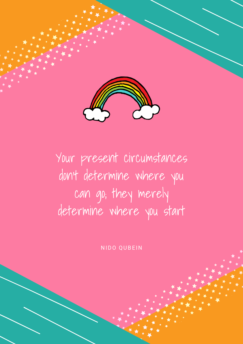 Pink & Multicoloured Rainbow Mental Health Quote A3 Poster