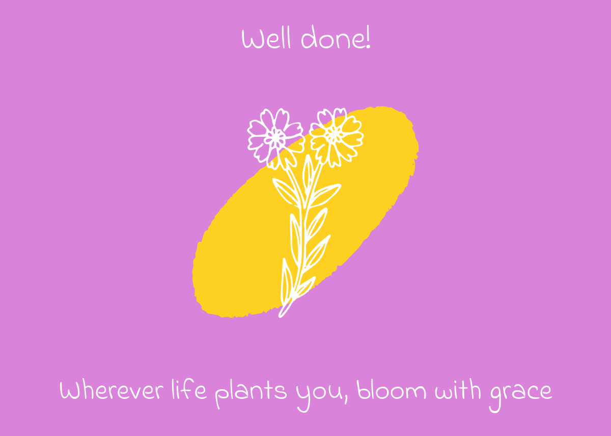 Grey, White & Yellow Floral Graduation Greeting Card