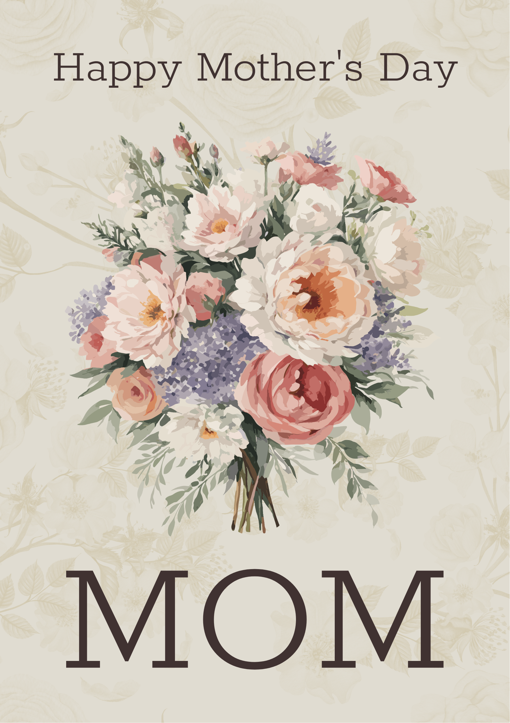 Beige Mothers Day Greeting Card