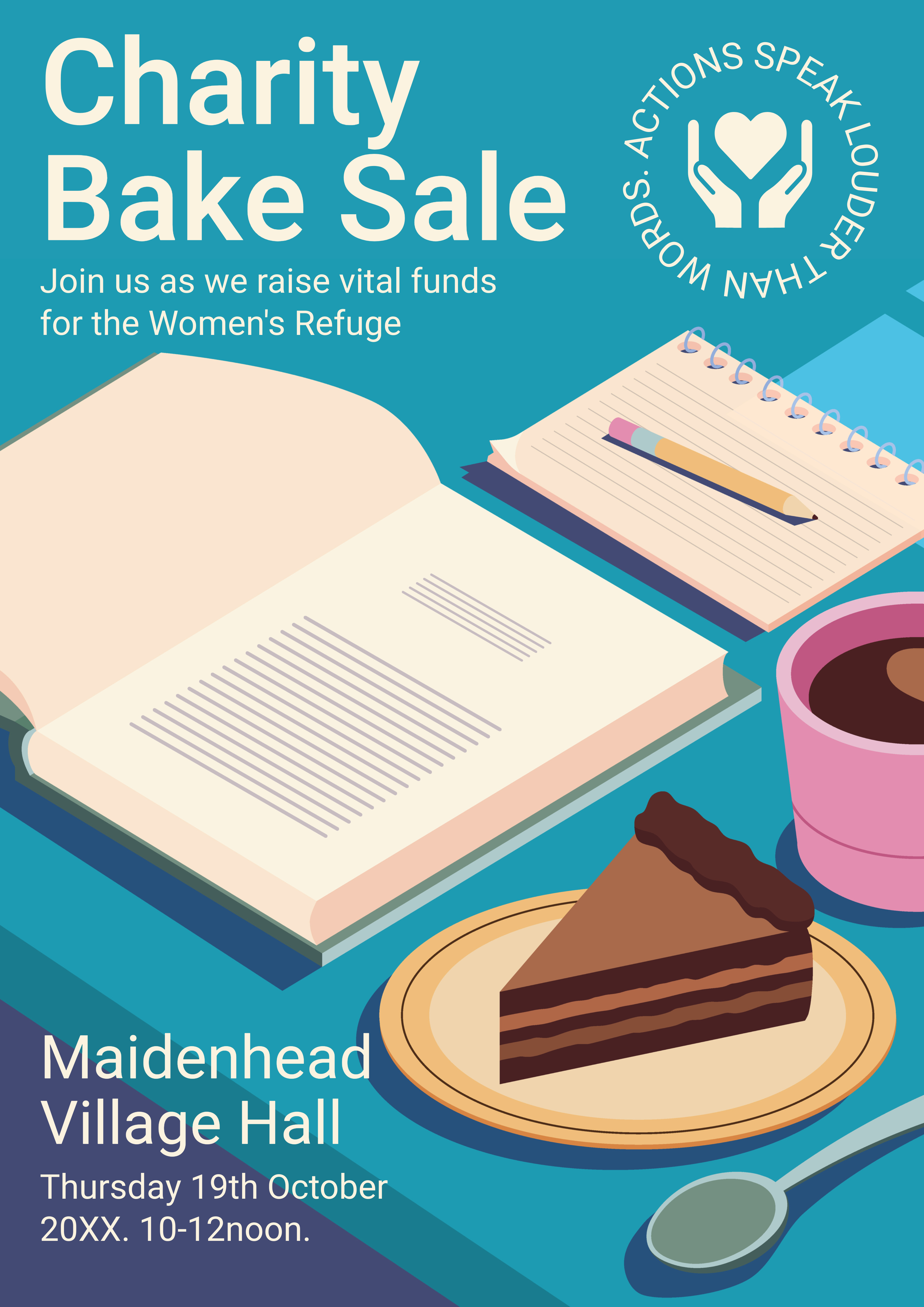 Blue and White Charity Bake Sale Poster A3
