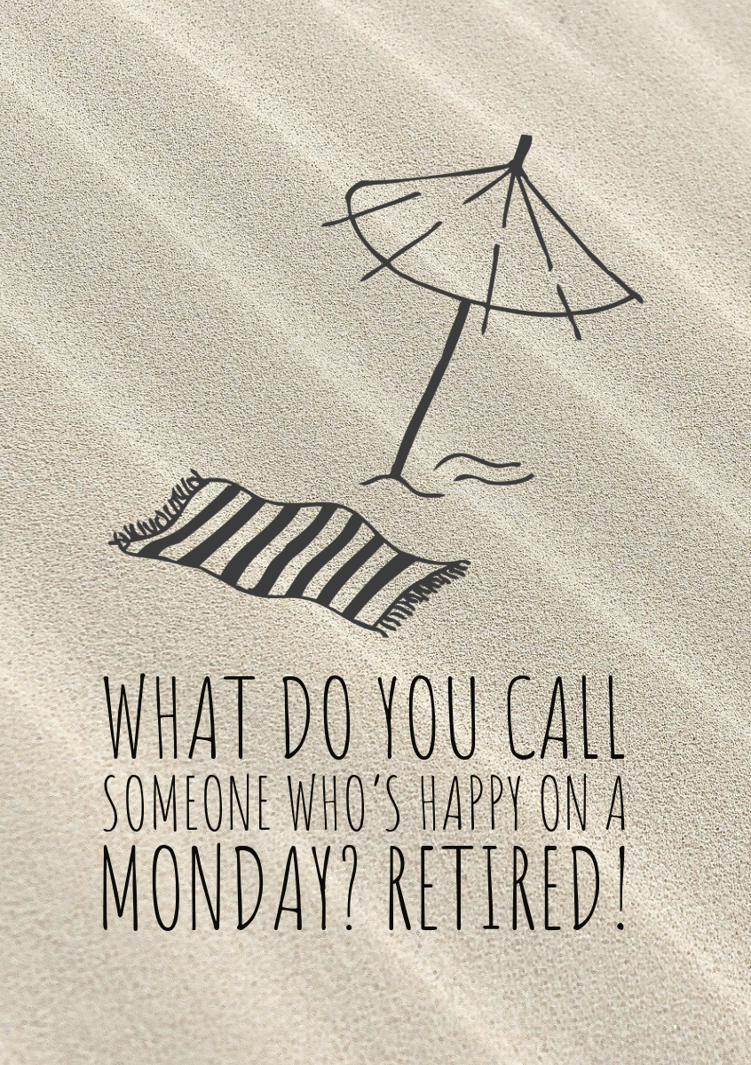 Cream & Black Joke Typography Happy Retirement A5 Greeting Card