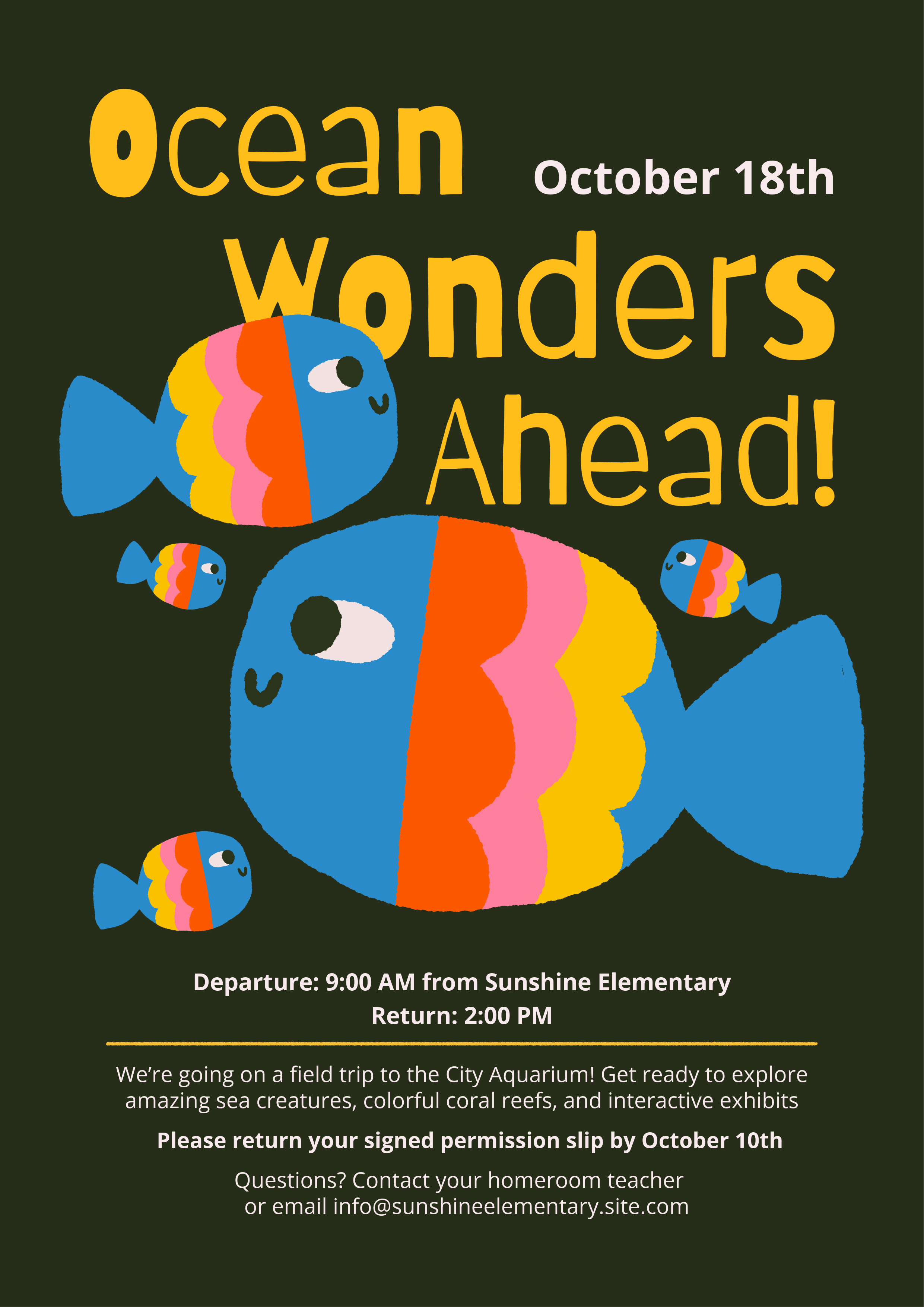 Black and Blue School Trip Aquarium Day Flyer