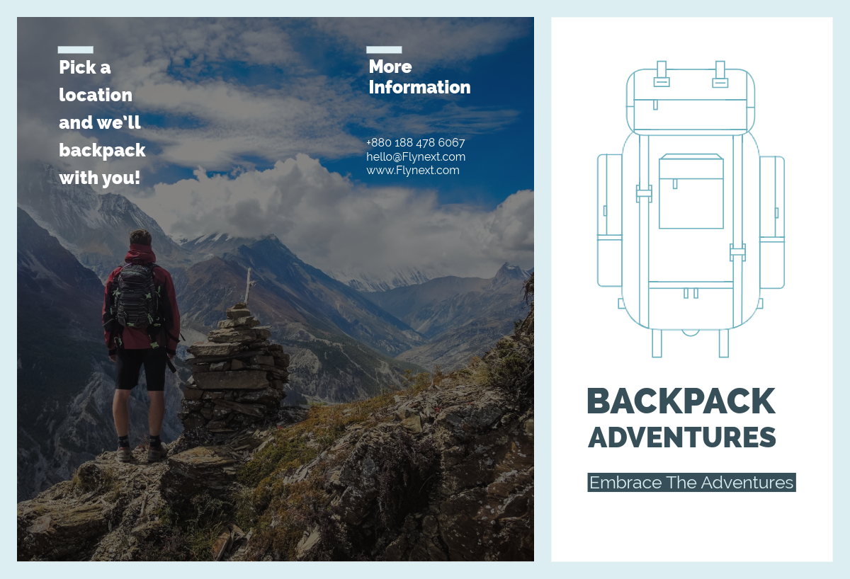 Photo Backpack Adventures Guide Trifold Brochure