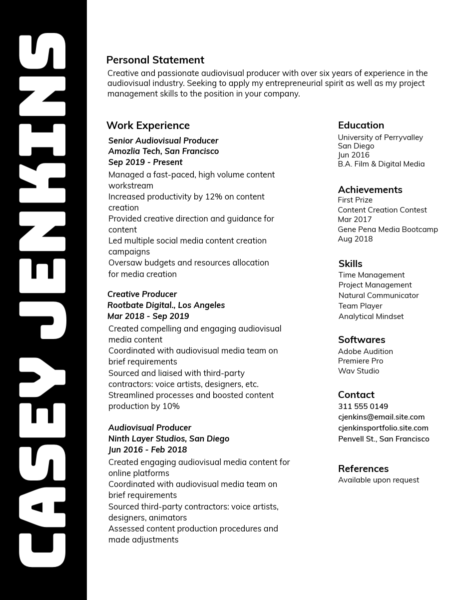 White & Black Resume