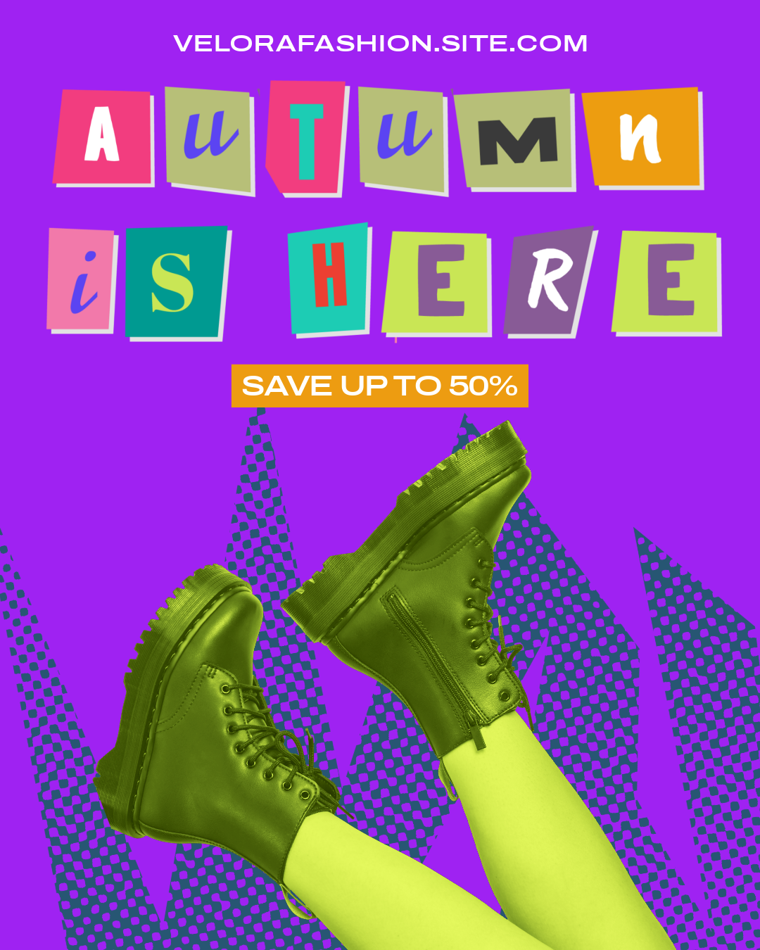 Violet and Green Retail Fashion & Apparel Sale Instagram feed ad