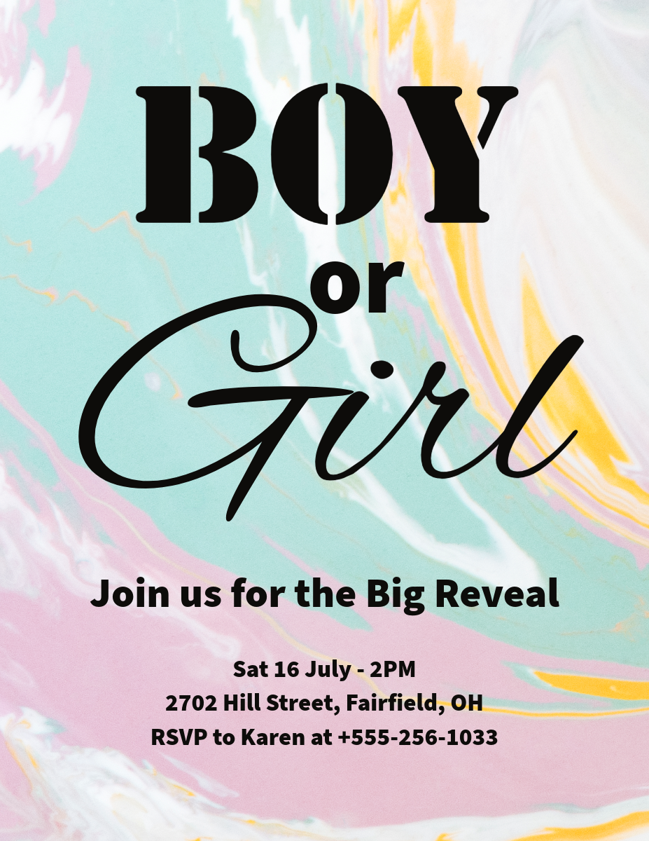 Pink and Blue Gender Reveal Party Flyer