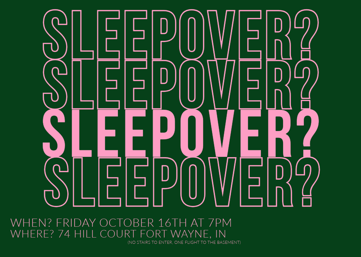 Bold Green Modern Sleepover Invitation