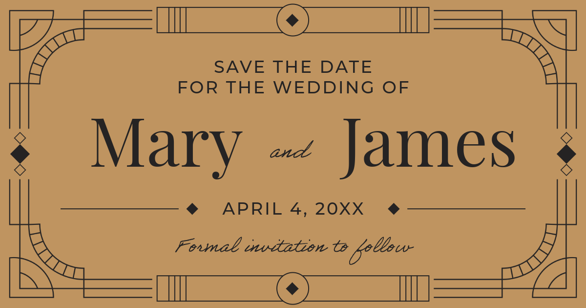 Brown and Black Wedding Facebook Event Cover