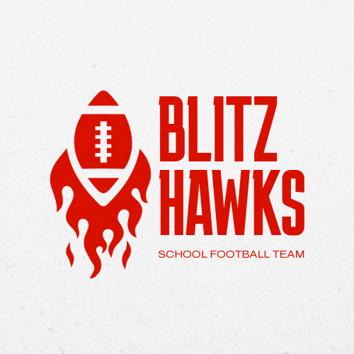 Light Grey and Bright Red School Sports Team Logo