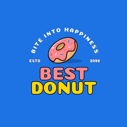 Blue Pink & Yellow Donuts Food Logo