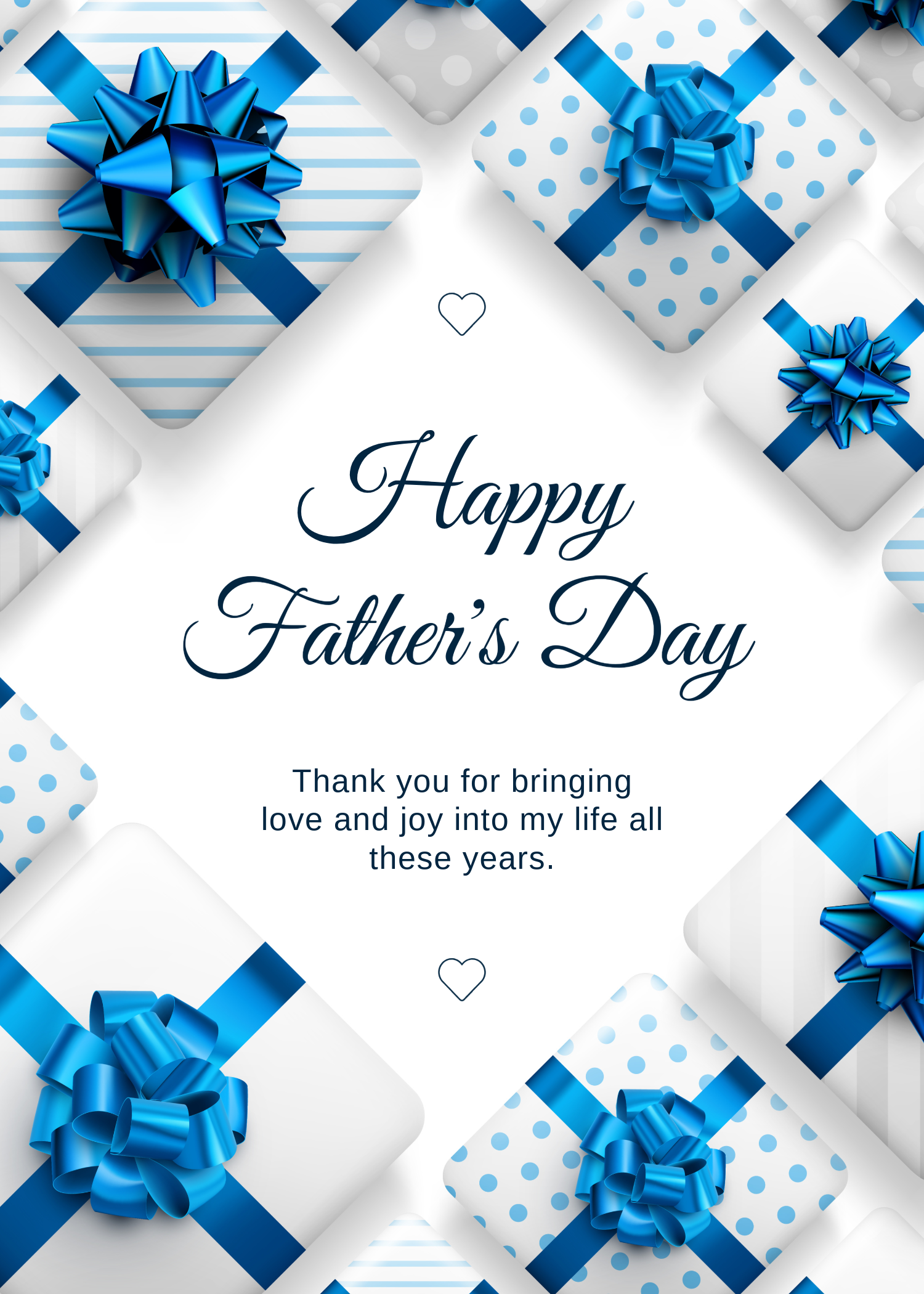 Blue and White Happy Father's Day Card