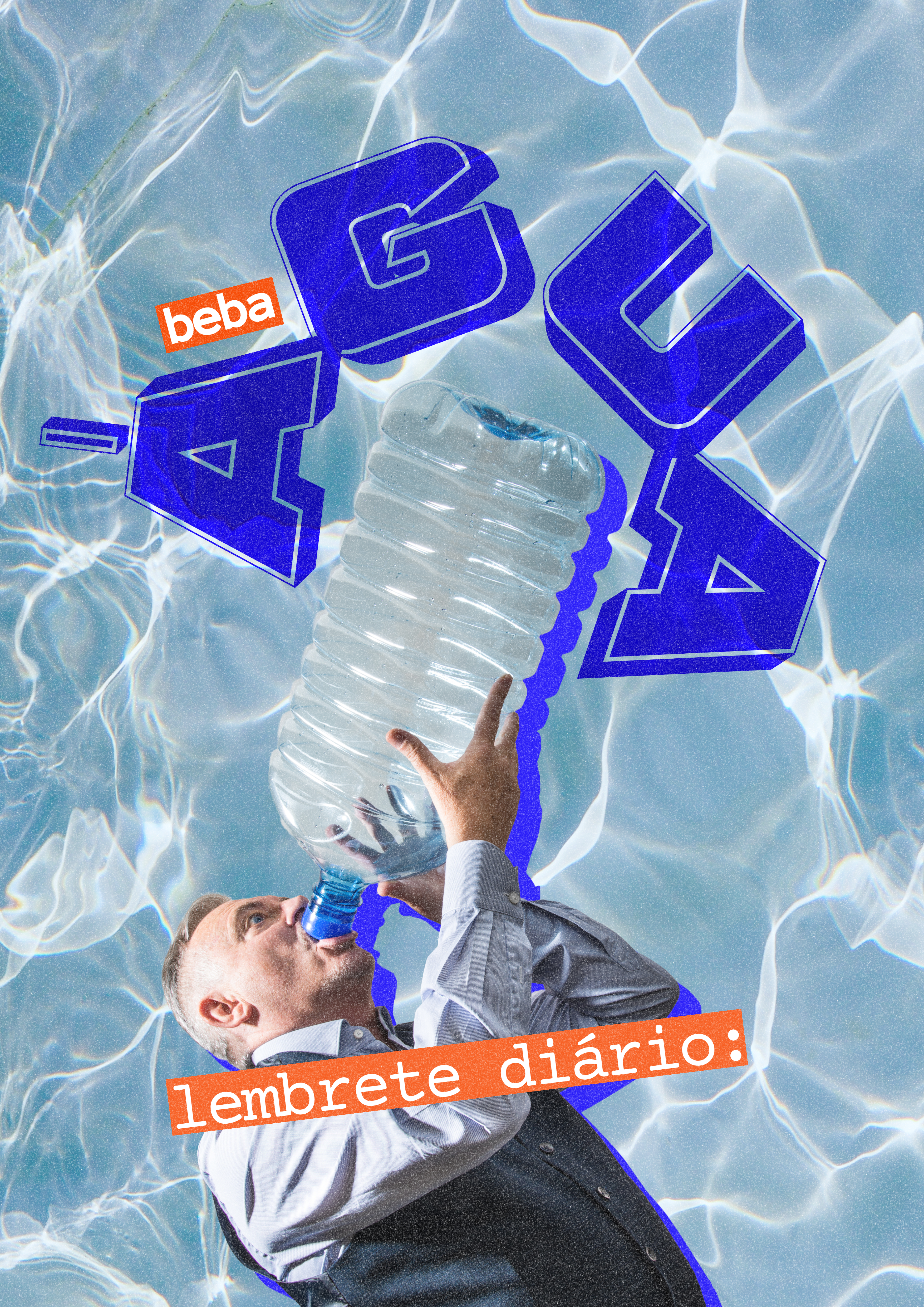 Azul, Branco e Laranja Divertido Lembrete Pôster