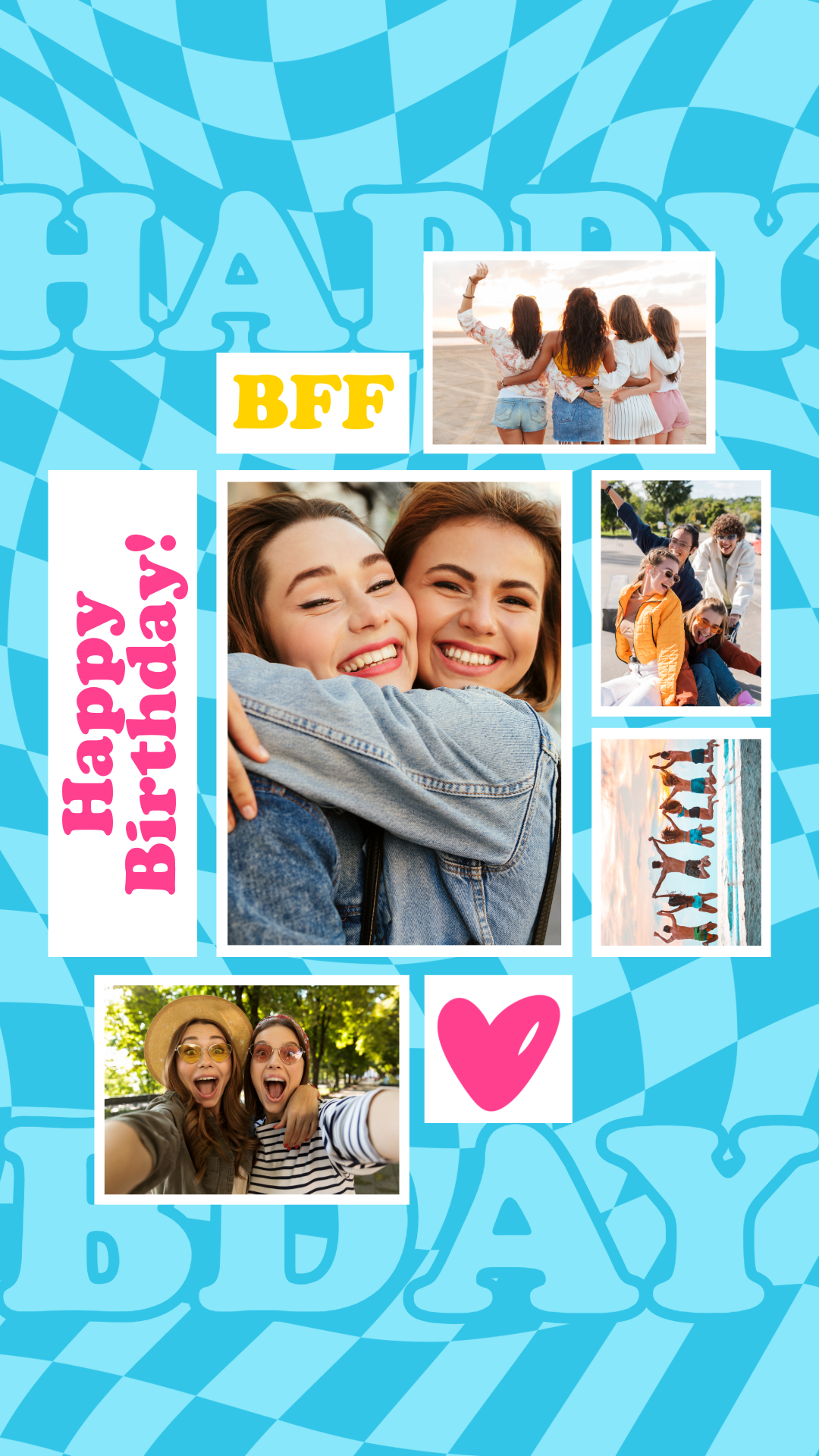 Blue and Pink Friends Happy Birthday Instagram Story