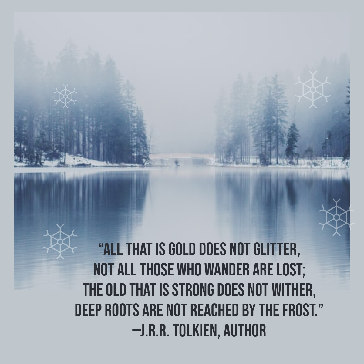 Cold Toned Winter Lake Landscape Inspirational Quote Instagram Square