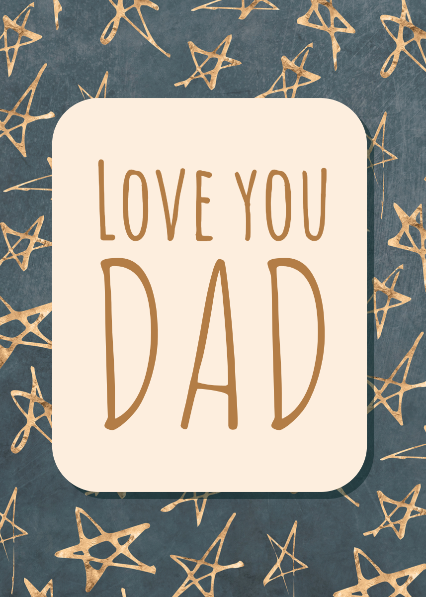 Gold And Blue Stars Father's Day Card