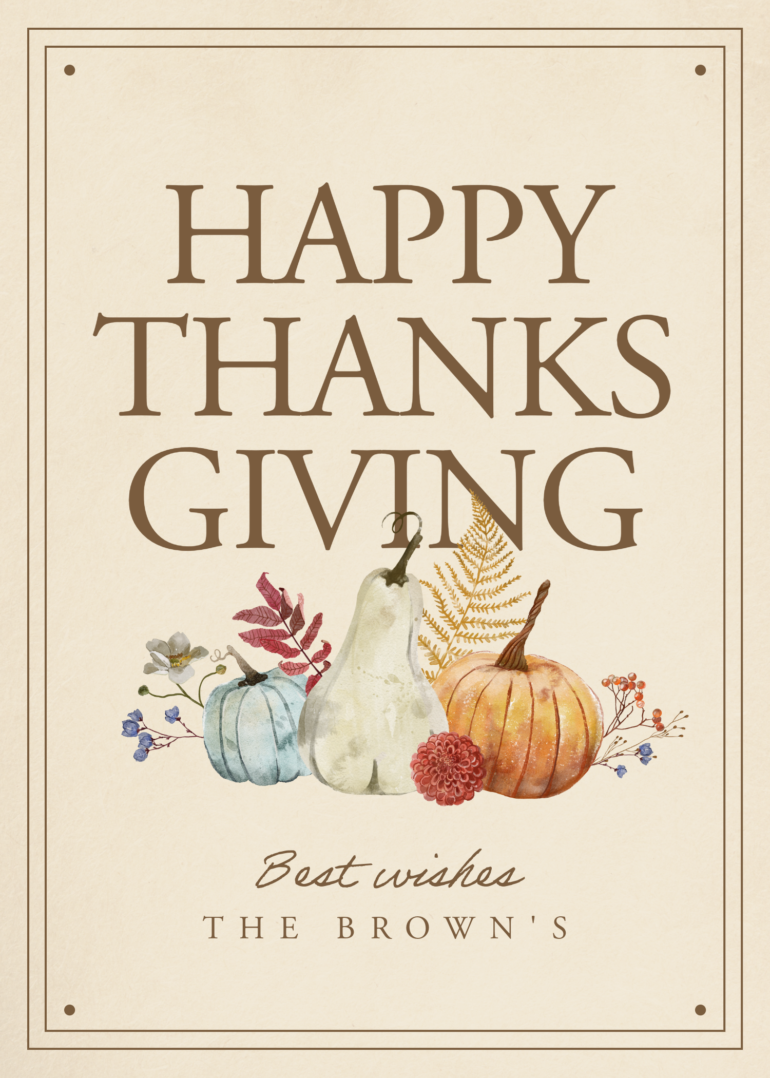 Beige Rustic Thanksgiving Card