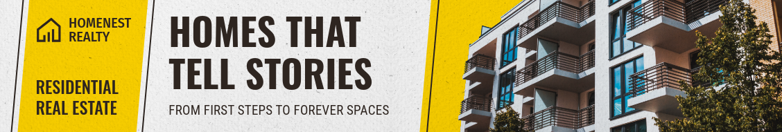 Dark Brown and Yellow eal Estate Residential LinkedIn Company Cover Image