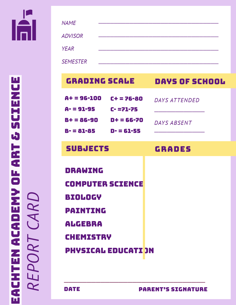 Purple & Yellow Academic Report